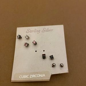 Cubic zirconia studs-3 pairs